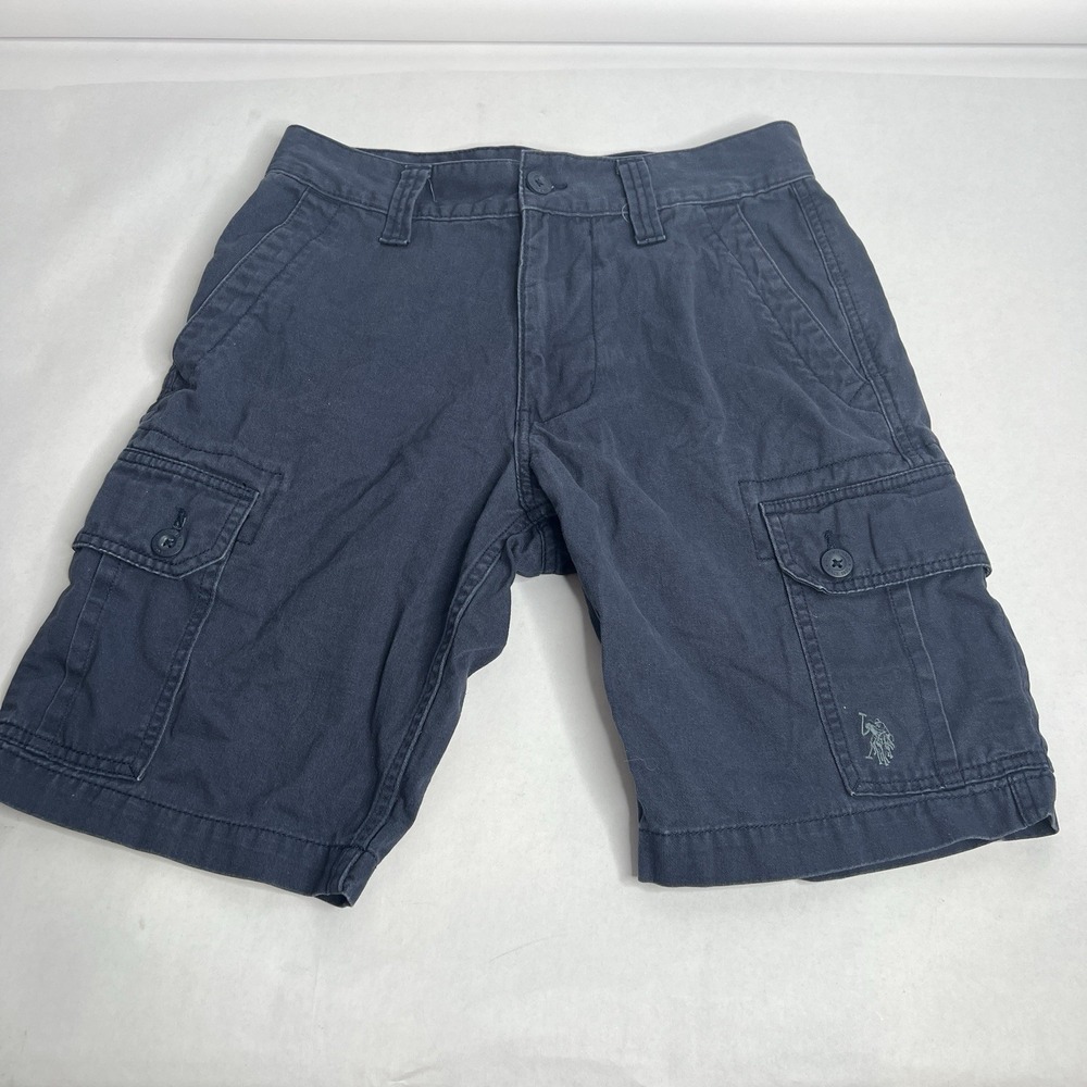 U.S. Polo Assn. Men's Navy Cotton Canvas Cargo Shorts Cargo Pockets 28"